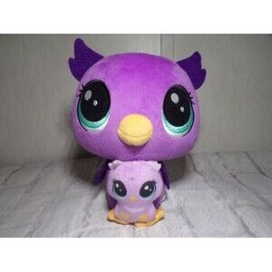 LPS Littlest Pet Shop Lilac Nocturna & Owlette Owl Plush Stuffed Animal 7"